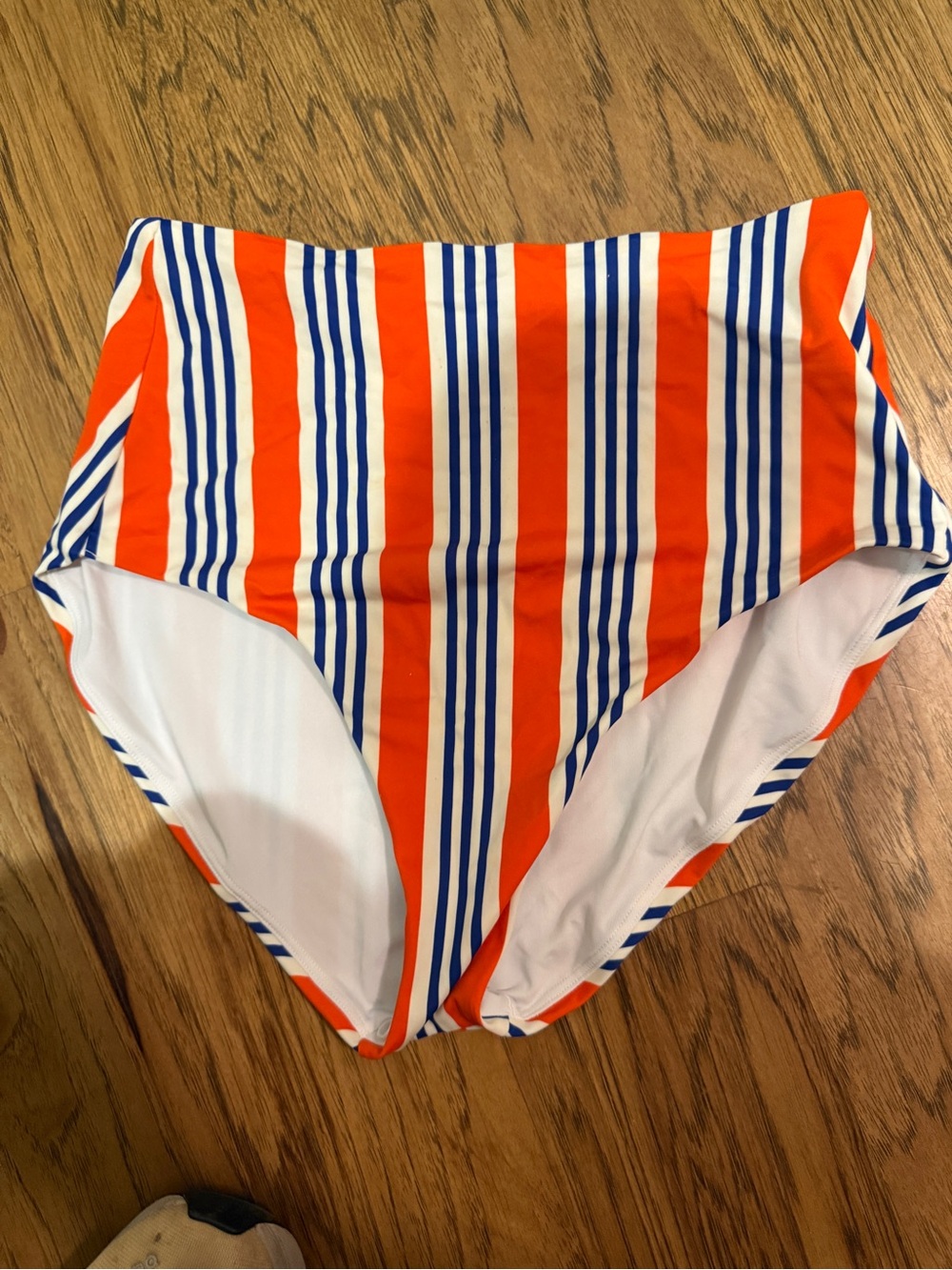 Women’s High-Waist Swim Bottoms - Orange & Blue Stripe
